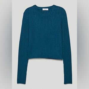 Aritzia Babaton Teal Ribbed Knit Sweater